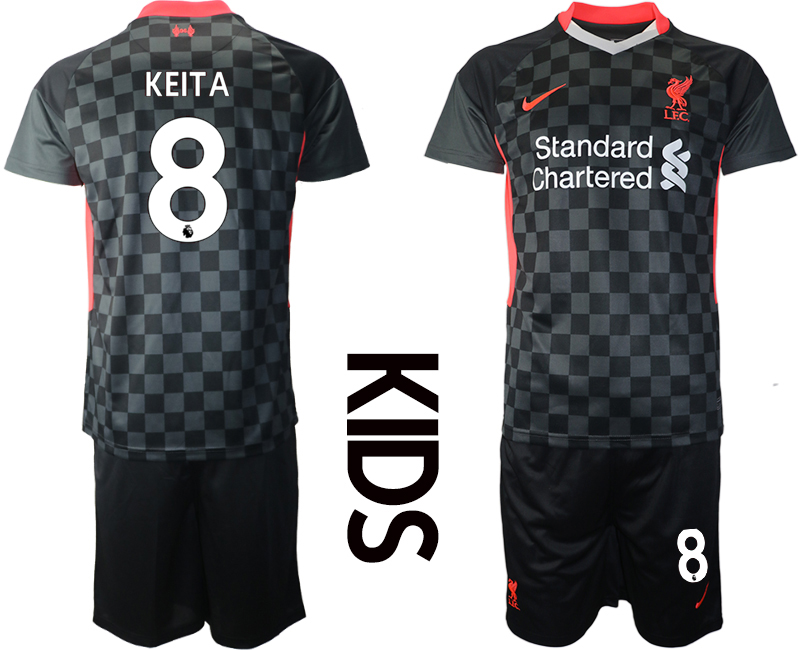 Youth 2020-2021 club Liverpool away #8 black Soccer Jerseys